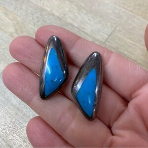 J. COMES Vintage Sterling Silver and Turquoise Studs